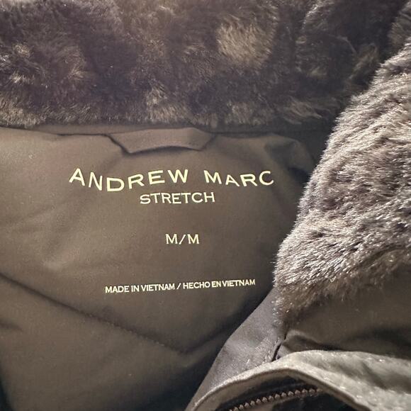 Andrew Marc Women Black Zipper Front Faux Fur Hoodie Puffer Coat Size M - NWT - Picture 8 of 10